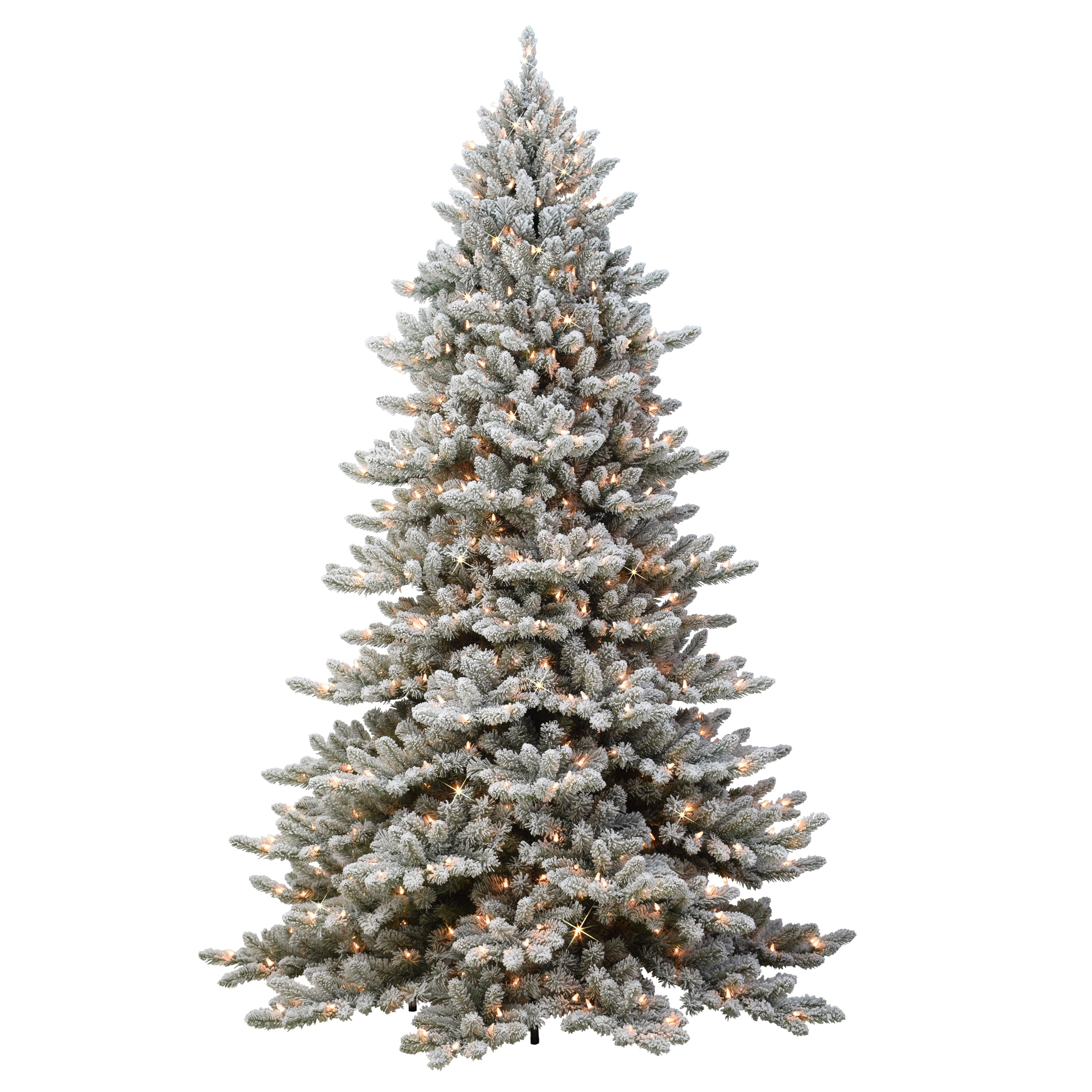 7.5 ft Pre-lit Flocked Royal Majestic Fraser Fir Artificial Christmas Tree with 600 UL Clear Lights Sure-Lit Pole® Metal Stand Green RMFFA-75MQC6